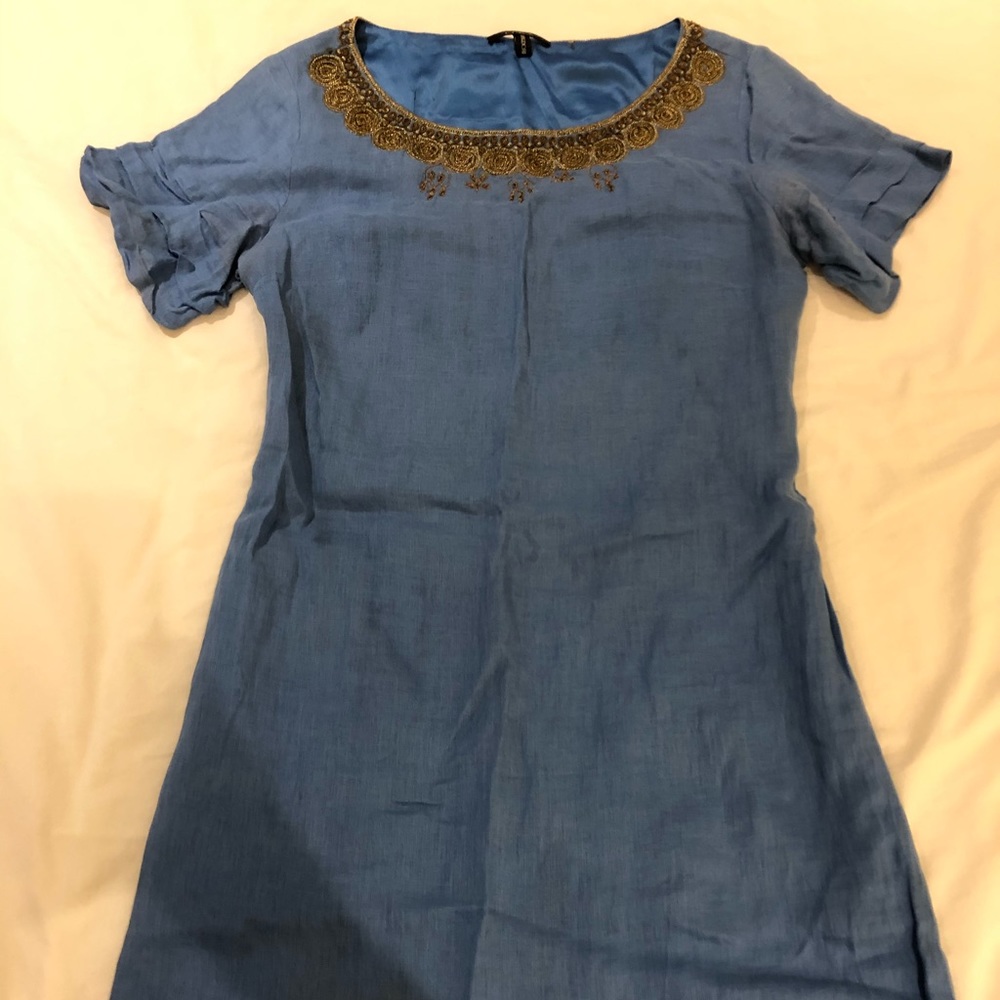 Elie Tahari for Bergdorf Goodman blue linen dress